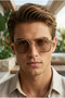 Pilot Gold Sunglasses Metal Frame Coffee Glass Color 54-19-147