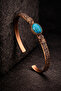 Women's Copper Bracelet Turquoise Stone Handcuff Bracelet - 4