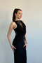 Degaje Collar Lace Detail Black Designer Dress - 5