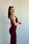 Degaje Collar Lace Detail Burgundy Designer Dress - 6