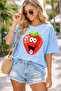 Cartoon Strawberry Printed Unisex Oversized T-Shirt - Fun Fruit Graphic Design Casual T-Shirt