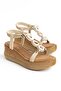 Malaga Beige Wedge Heeled Women's Sandals