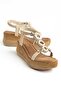 Malaga Beige Wedge Heeled Women's Sandals - 3