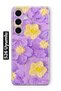 Samsung Galaxy S26 Compatible Purple Yellow Floral Print Transparent Phone Case