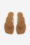 Women's Thin Strapped Toe-Toe Flip Flops with Blunt Toe Daily Wear t Slipper Nelvin Tan Suede - 8