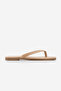 Women's Thin Strapped Flip-Flops with Blunt Toe Daily Wear t Slipper Nelvin Beige - 3