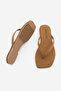 Women's Thin Strapped Toe-Toe Flip Flops with Blunt Toe Daily Wear t Slipper Nelvin Tan Suede - 9