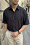 Saga High Quality Modal Men's Short Sleeve Black Shirt Premium Textured - 4