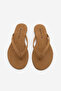 Women's Thin Strap Flip Flops Y Round Toe Daily t Slipper Navisa Brown Suede