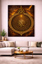 Allah Lafzı and Esmaül Hüsna Gold Foil Look Luxurious Canvas Painting – Black Marble Pattern - 2