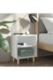 Bedside table with solid wood legs, white, 40x30x50 cm
