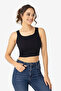 Women's Cotton in Ribbed Knit Crew Neck Thick Strap Cropped - 4