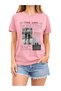 Unisex Vintage Newspaper Printed Oversized Pink T-Shirt 100% Cotton Streetwear