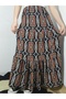 Bürümcük Fabric Bohemian, Ethnic Printed Long Skirt, Elastic Waist, 3 Layers of Ruffles Mevlana - 4