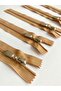 5 Pieces of Beige, Light Brown Metal Zipper with Handle, Quality 18 cm Zipper for Bags, Wallets, Hobby Projects - 2