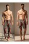 Men's Kimono Set with Leopard Pattern – 3-Piece Viscose Set (Bathrobe + Trousers + Shorts) - 7
