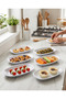 6 Pieces Melamine Oval Boat Plate Set - 23X15 cm - White Sauce Bowl and Snack Plate Presentation Plate - 3