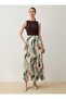 Chiffon Green Leaf Patterned Skirt - Patterned - - 3