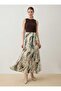 Chiffon Green Leaf Patterned Skirt - Patterned -