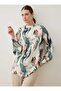 Printed Basic Tunic - Green Leaf Patterned -