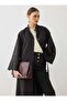 Wide Sleeves, High Collar, Stylish Trench Coat - Black - - Exclusive - 2