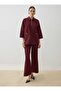 Gabardine Fabric Pocket Detailed Zippered Suit - Claret Red - Exclusive - 2