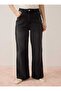 High Waist Loose Fit Denim Trousers - Dark Anthracite - - 4
