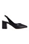 Women's Leather Open-Back Heeled Shoes 3107 Black - 2