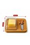 Bamboo Butter/Cheese Presentation Plate, 18X18 Cm, Cheese Plate with Lid & Breakfast Tray + Knife, Breakfast Plate - 3