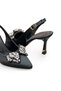 Women's Stiletto Black Satin Pointed Toe Medium Heel Stone Buckle New Season F6176 - 7