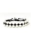 Hematite Double Row Knitted Bracelet 6 Mm (Black String) - 2