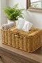 Rattan Wicker Look Organizer Basket with Divided Lid and Napkin Holder Multi-Purpose Organizer - 2