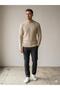 Men's Navy Blue Crew Neck Ribbed Knit Slim Fit Sweater