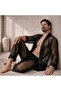 Men's Kimono Set - 3-Piece Mesh Set (Bathrobe + Pants + Shorts) - 2