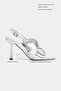 Zoya Silver Patterned Cross Strap Thin Heeled Women's Sandals - 2