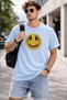 Smile Headphones Printed Unisex Oversize T-Shirt – Modern Emoji Graphic Design Casual T-Shirt