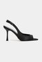 Maia Black Satin Pointed Toe Open Front Thin Heeled Women's Shoes - 5
