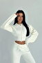 White Zippered Crop Top Wide Leg Pants Knitwear Set Ate-3736 - 7