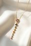 Rainbow Stone Heart Detailed Steel Y Necklace Gold Color Coquette