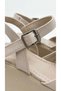 Cream Patent Leather High Sole Side Buckle Single Strap Open Front Leather Summer Women's Sandals Shoes - 3