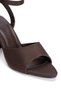 Women's Brown Fabric Single Strap Thin Heeled Summer Sandals - 4