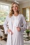 New Season Ecru Maternity Summer Shawl Collar Full Length Striped Bow Detailed Buttoned Dressing Gown Nightgown Set - 2