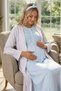 New Season Blue Maternity Summer Shawl Collar Full Length Striped Bow Detailed Buttoned Dressing Gown Nightgown Set - 2