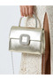 Women's Gold Patent Leather Handle Detailed Chain Strap Evening Bag - 2