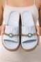 Nazar Chain Detail Platform Thick Sole Gold Chain Daily Women's Shoes Slipper - 7