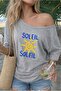 Soleil Printed Oversized Women's Boat Neck T-Shirt