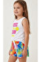 Girl's White Tank Top and Tie-Dye Shorts Summer 2-Piece Set - 6