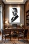 Black and White Ataturk Painting Frameless Wall Decor - 4