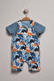 Dinosaur Patterned Baby Boy T-Shirt Salopet 2-Piece Set 100% Cotton - 2