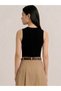 Women's Black Lycra Sleeveless V-Neck Body T-Shirt Slim Fit Summer Fabric - 3